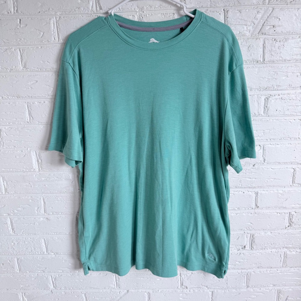 Tommy Bahama Mens T Shirt Teal Blue Short‎ Sleeve Crew Neck Size L G